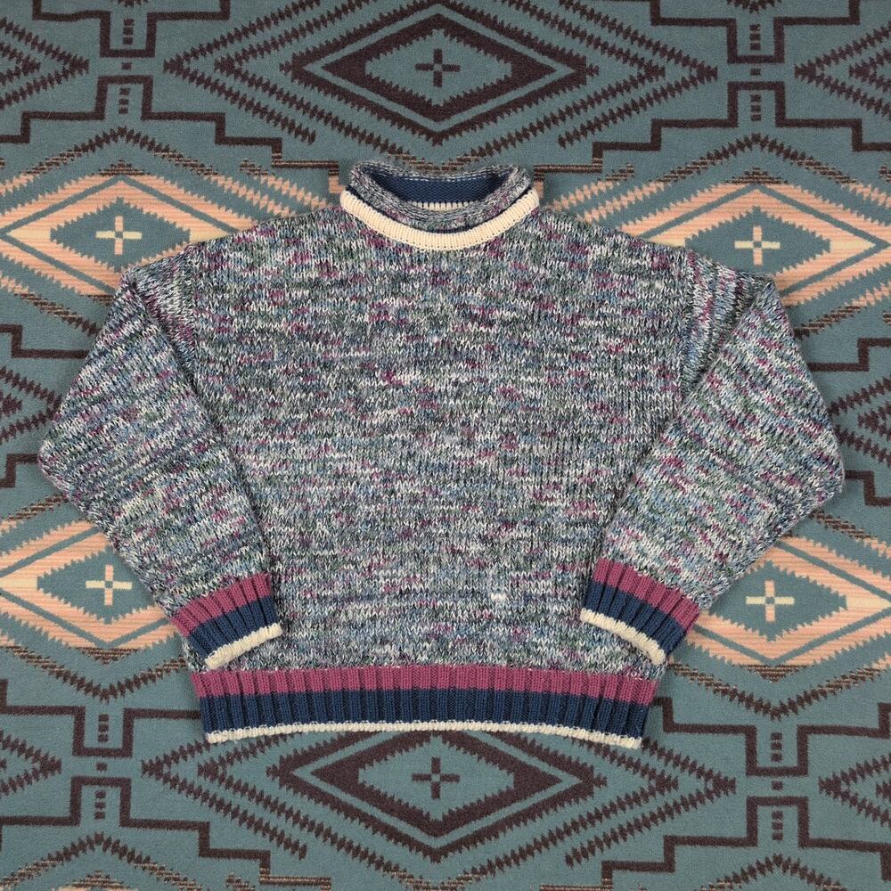 Vintage AJ Brandon Knit Sweater Size L Multicolored 1980s Women's Grandma Core